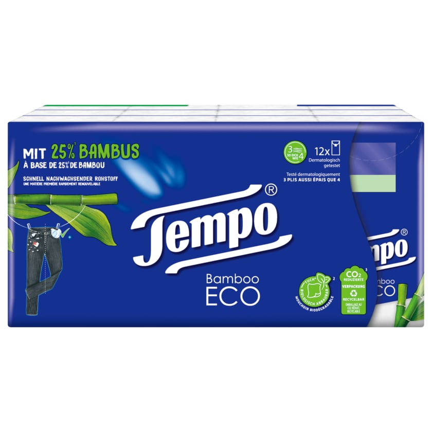 Tempo Bamboo Eco 3-lagig, 12x9 Tücher